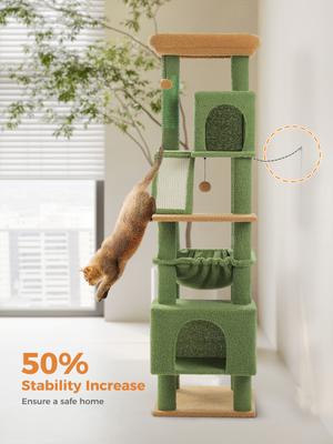 Show full view: PAWZ Road 71-in Large Hammock Polyester Cat Tree & Condo, X-Large, Green slide 5 of 9