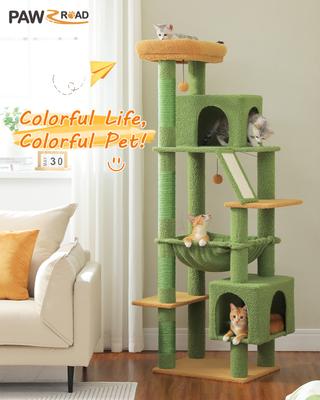 Show full view: PAWZ Road 71-in Large Hammock Polyester Cat Tree & Condo, X-Large, Green slide 2 of 9