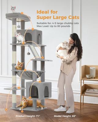 Show full view: PAWZ Road 71-in Large Hammock Polyester Cat Tree & Condo, X-Large, Gray slide 4 of 9