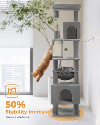 Show full view: PAWZ Road 71-in Large Hammock Polyester Cat Tree & Condo, X-Large, Gray slide 6 of 9
