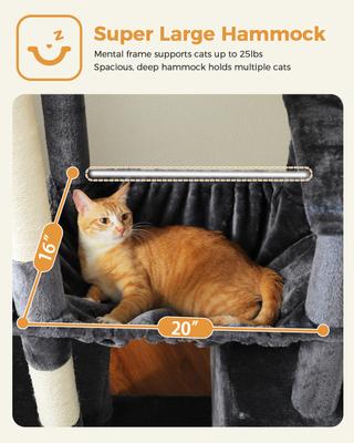 Show full view: PAWZ Road 71-in Large Hammock Polyester Cat Tree & Condo, X-Large, Dark Gray slide 6 of 9