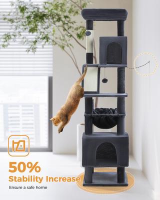 Show full view: PAWZ Road 71-in Large Hammock Polyester Cat Tree & Condo, X-Large, Dark Gray slide 4 of 9