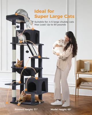 Show full view: PAWZ Road 71-in Large Hammock Polyester Cat Tree & Condo, X-Large, Dark Gray slide 3 of 9