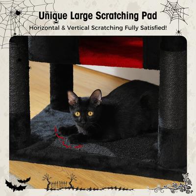 Show full view: PAWZ Road 72-in Gothic Large Hammock Fleece Cat Tree & Condo, Black, Large slide 6 of 9