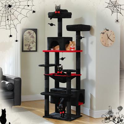 Show full view: PAWZ Road 72-in Gothic Large Hammock Fleece Cat Tree & Condo, Black, Large slide 7 of 9