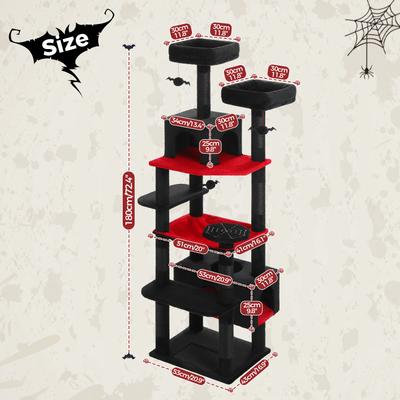 Show full view: PAWZ Road 72-in Gothic Large Hammock Fleece Cat Tree & Condo, Black, Large slide 3 of 9