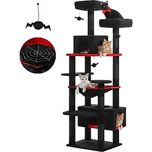 PAWZ Road 72-in Gothic Large Hammock Fleece Cat Tree & Condo, Black, Large
