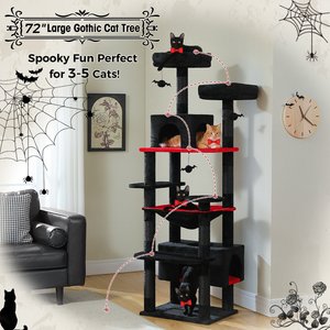 PAWZ Road 72-in Gothic Large Hammock Fleece Cat Tree & Condo, Black, Large