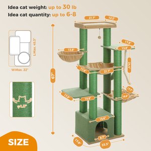 PAWZ Road 67-in Large Hammock Polyester Cat Tree & Condo, Large, Green