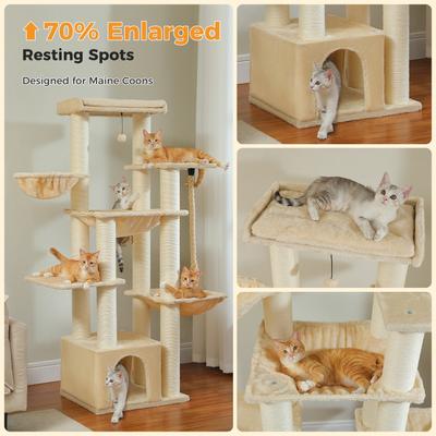 Show full view: PAWZ Road 67-in Large Hammock Polyester Cat Tree & Condo, Large, Beige slide 6 of 10