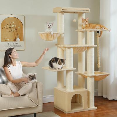 Show full view: PAWZ Road 67-in Large Hammock Polyester Cat Tree & Condo, Large, Beige slide 2 of 10