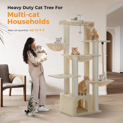 Show full view: PAWZ Road 67-in Large Hammock Polyester Cat Tree & Condo, Large, Beige slide 4 of 10