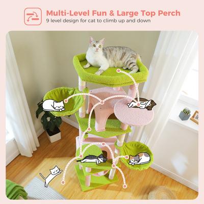 Show full view: PAWZ Road 71-in Large Perch Fleece Cat Tree & Condo, Pink slide 3 of 9