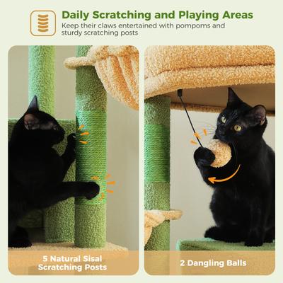 Show full view: PAWZ Road 71-in Large Perch Fleece Cat Tree & Condo, Green slide 6 of 9