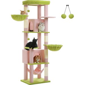 PAWZ Road 71-in Large Perch Fleece Cat Tree & Condo, Pink