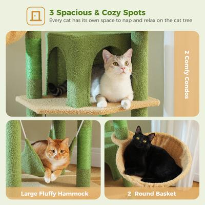 Show full view: PAWZ Road 71-in Large Perch Fleece Cat Tree & Condo, Green slide 5 of 9