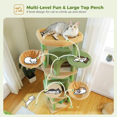 Show full view: PAWZ Road 71-in Large Perch Fleece Cat Tree & Condo, Green slide 3 of 9