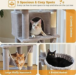 PAWZ Road 71-in Large Perch Fleece Cat Tree & Condo, Gray slide 2 of 7
