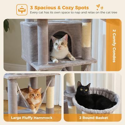 Show full view: PAWZ Road 71-in Large Perch Fleece Cat Tree & Condo, Gray slide 5 of 9