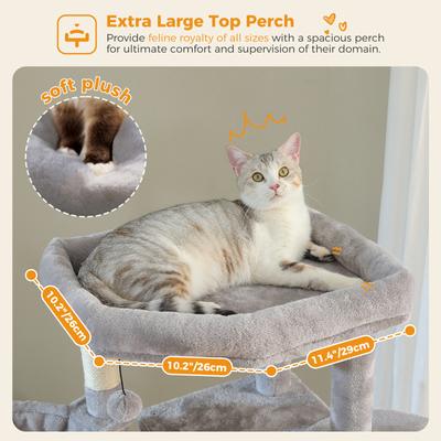 Show full view: PAWZ Road 71-in Large Perch Fleece Cat Tree & Condo, Gray slide 4 of 9