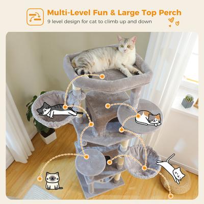 Show full view: PAWZ Road 71-in Large Perch Fleece Cat Tree & Condo, Gray slide 3 of 9