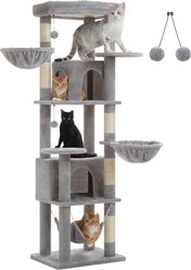 PAWZ Road 71-in Large Perch Fleece Cat Tree & Condo, Gray