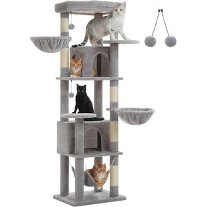 PAWZ Road 71-in Large Perch Fleece Cat Tree & Condo, Gray