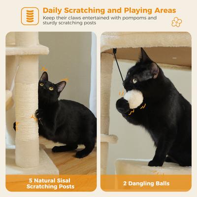 Show full view: PAWZ Road 71-in Large Perch Fleece Cat Tree & Condo, Beige slide 6 of 9