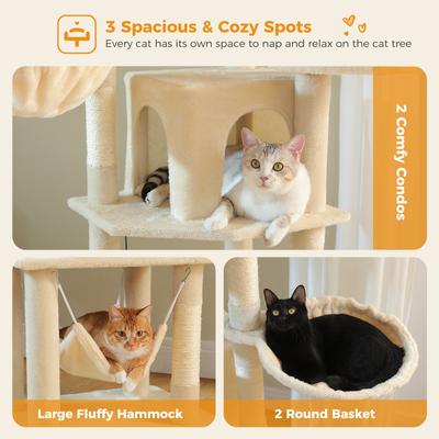Show full view: PAWZ Road 71-in Large Perch Fleece Cat Tree & Condo, Beige slide 5 of 9