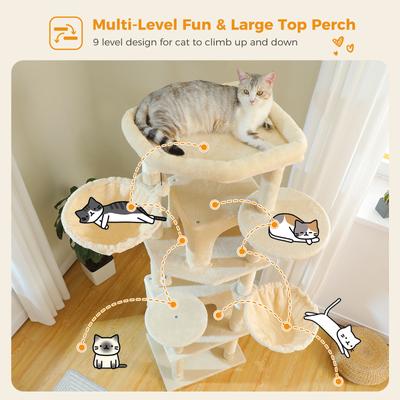 Show full view: PAWZ Road 71-in Large Perch Fleece Cat Tree & Condo, Beige slide 3 of 9