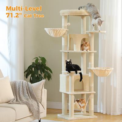 Show full view: PAWZ Road 71-in Large Perch Fleece Cat Tree & Condo, Beige slide 2 of 9