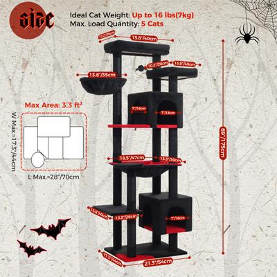 Show full view: PAWZ Road 69-in Gothic Large Hammock Polyester Cat Tree & Condo, Black slide 7 of 9