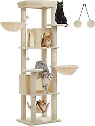 PAWZ Road 71-in Large Perch Fleece Cat Tree & Condo, Beige