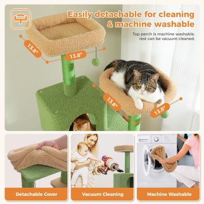 Show full view: PAWZ Road 70.9-in Polyester Cat Tree & Condo, Green slide 9 of 12