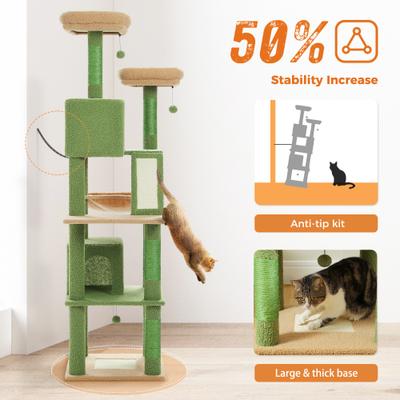 Show full view: PAWZ Road 70.9-in Polyester Cat Tree & Condo, Green slide 5 of 12