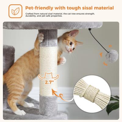Show full view: PAWZ Road 70.9-in Polyester Cat Tree & Condo, Gray slide 7 of 11
