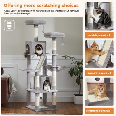 Show full view: PAWZ Road 70.9-in Polyester Cat Tree & Condo, Gray slide 6 of 11