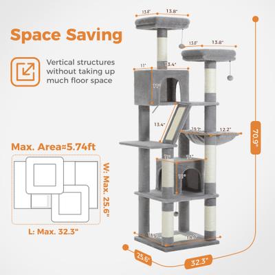 Show full view: PAWZ Road 70.9-in Polyester Cat Tree & Condo, Gray slide 3 of 11