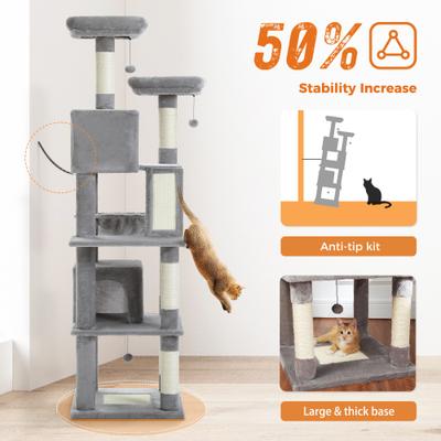 Show full view: PAWZ Road 70.9-in Polyester Cat Tree & Condo, Gray slide 4 of 11