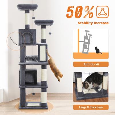 Show full view: PAWZ Road 70.9-in Polyester Cat Tree & Condo, Dark Gray slide 4 of 11
