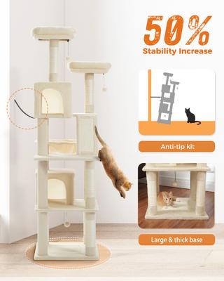 Show full view: PAWZ Road 70.9-in Polyester Cat Tree & Condo, Beige slide 8 of 11