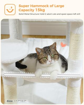 Show full view: PAWZ Road 45.7-in Large Hammock Polyester Cat Tree & Condo, Medium, White slide 5 of 10