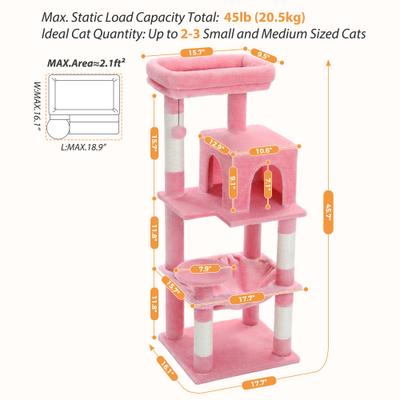 Show full view: PAWZ Road 45.7-in Large Hammock Polyester Cat Tree & Condo, Medium, Pink slide 7 of 12