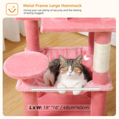 Show full view: PAWZ Road 45.7-in Large Hammock Polyester Cat Tree & Condo, Medium, Pink slide 4 of 12