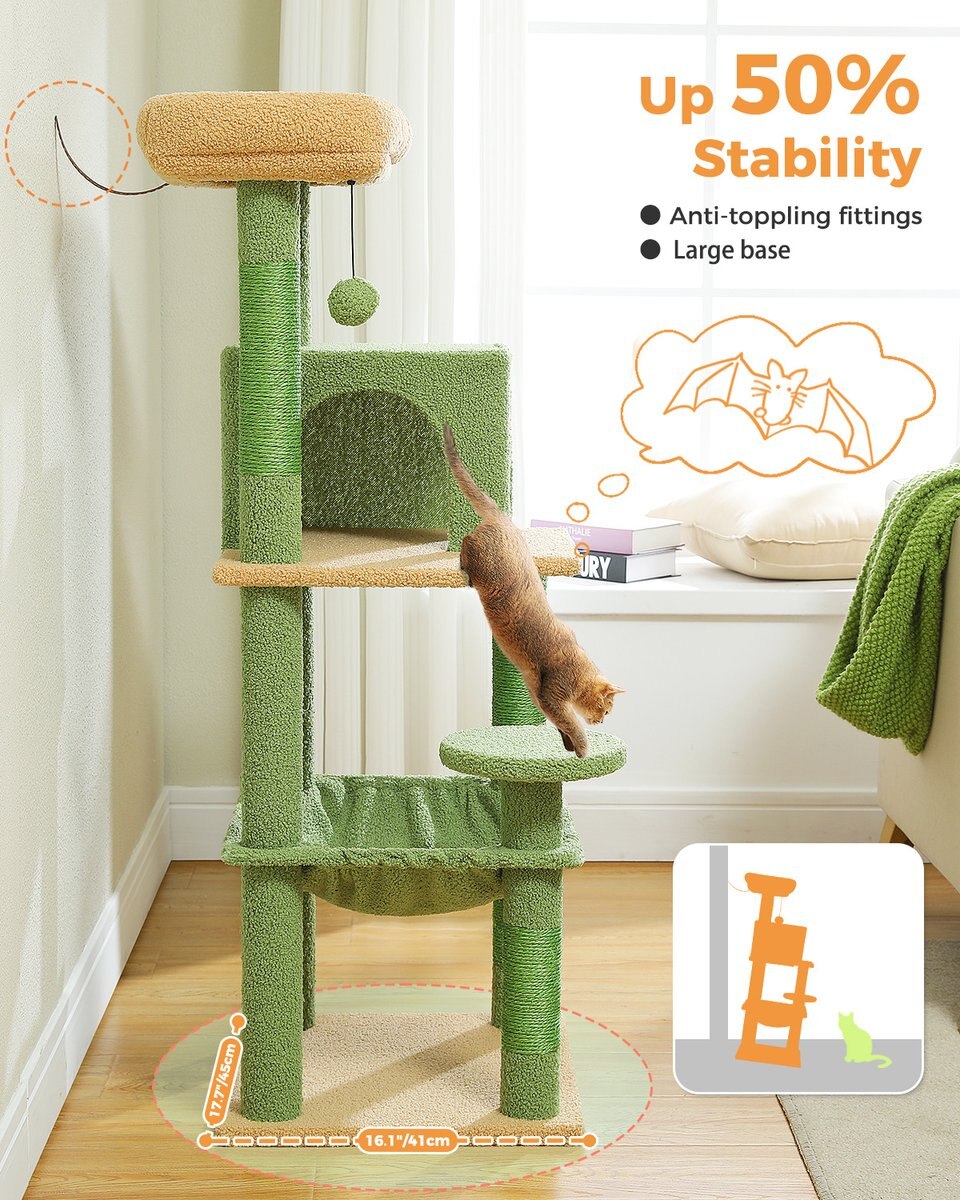 PAWZ Road 64-in Large Hammock Fleece Cat Tree & Condo, Medium