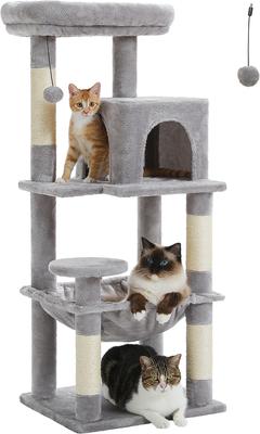 Show full view: PAWZ Road 45.7-in Large Hammock Polyester Cat Tree & Condo, Medium, Gray slide 5 of 11