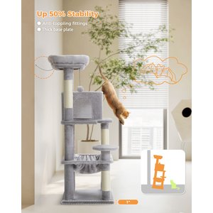 PAWZ Road 45.7-in Large Hammock Polyester Cat Tree & Condo, Medium, Gray