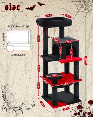 Show full view: PAWZ Road 45.7-in Large Hammock Polyester Cat Tree & Condo, Medium, Black slide 8 of 12