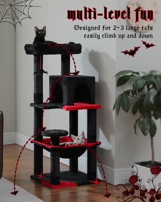 Show full view: PAWZ Road 45.7-in Large Hammock Polyester Cat Tree & Condo, Medium, Black slide 2 of 12