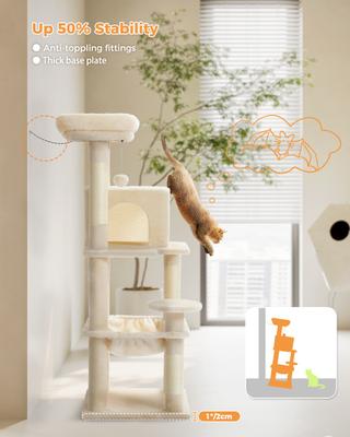 Show full view: PAWZ Road 45.7-in Large Hammock Polyester Cat Tree & Condo, Medium, Beige slide 6 of 11